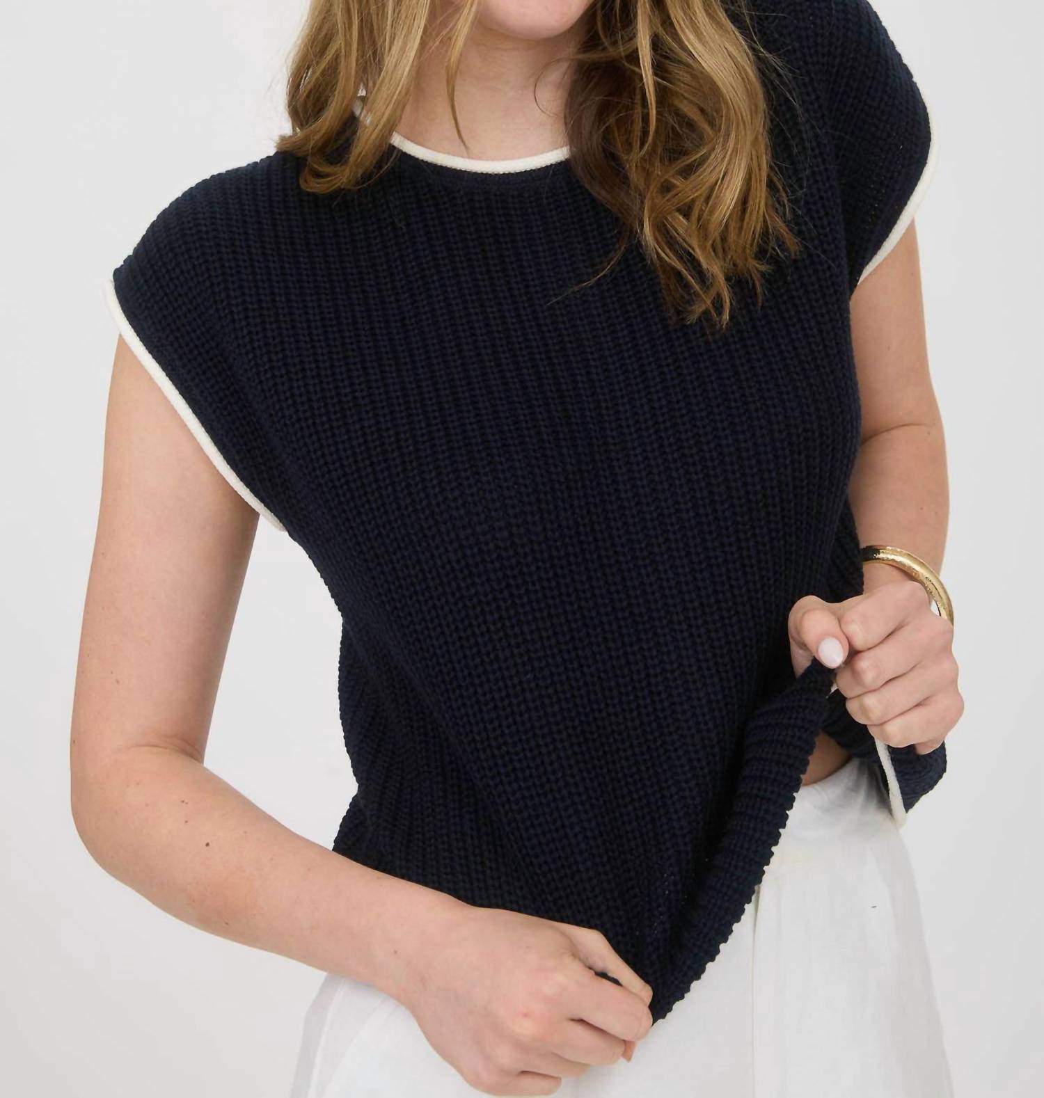 Blu Pepper - Contrast Short Sleeve Sweater