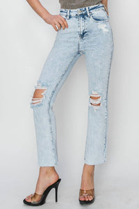 Risen - High Rise Knee Distressed Ankle Jeans
