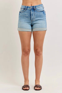 Judy Blue High Waist Tummy Control Slim Denim Short in blue - women's shorts