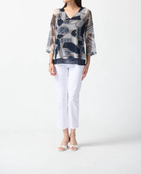 Joseph Ribkoff - Mesh Abstract Print Layered Top