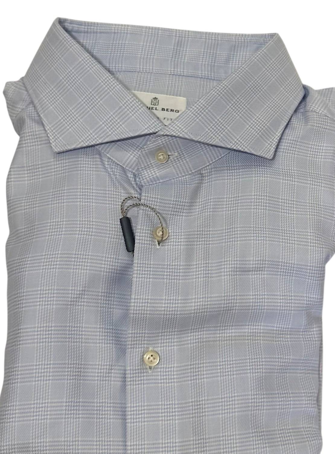 Emanuel Berg Men's Long Sleeve Dress Shirt in harvard - men's shirt - detail view