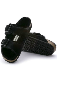 BIRKENSTOCK Unisex Arizona Shearling Suede Sandals in black - women's sandal - view 5