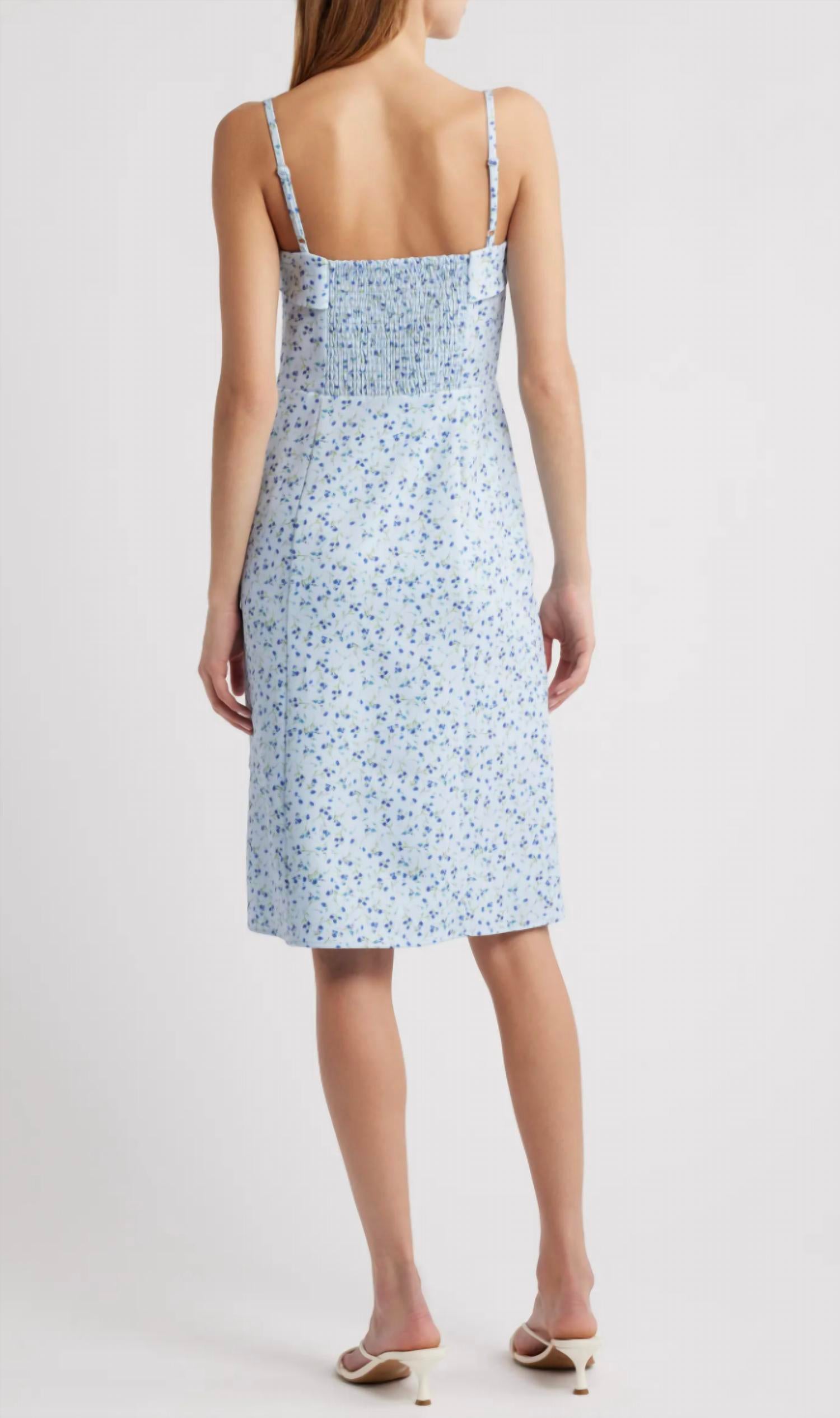 FRENCH CONNECTION Echo Crepe Strappy Midi Dress in blue multi - women's dress - view 5