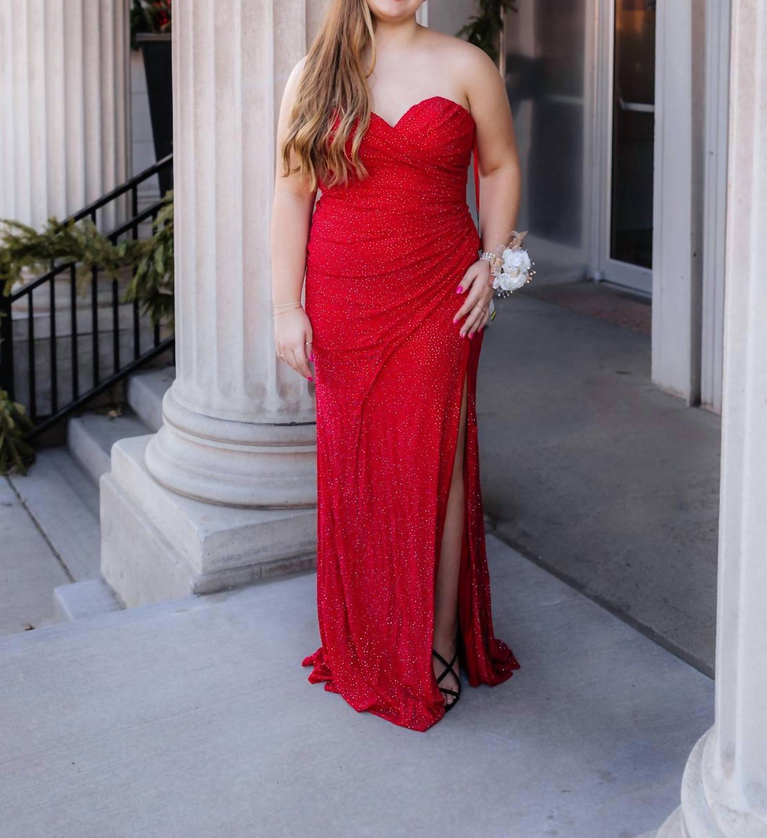 La Femme Women's Prom Dress in red - women's dress - alternate view