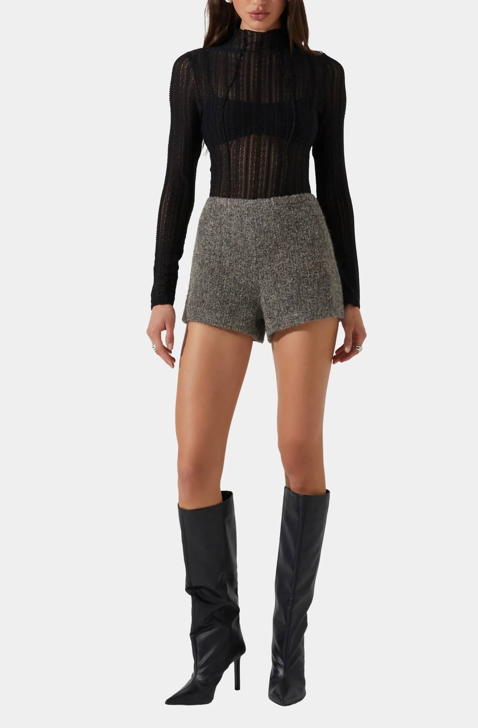 ASTR Rivka High Waist Shorts in taupe grey - women's shorts