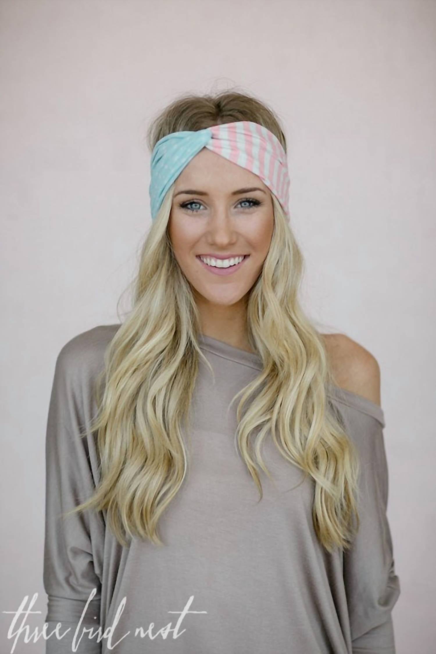 three bird nest Pastel American Flag Headband in multi - women's accessory