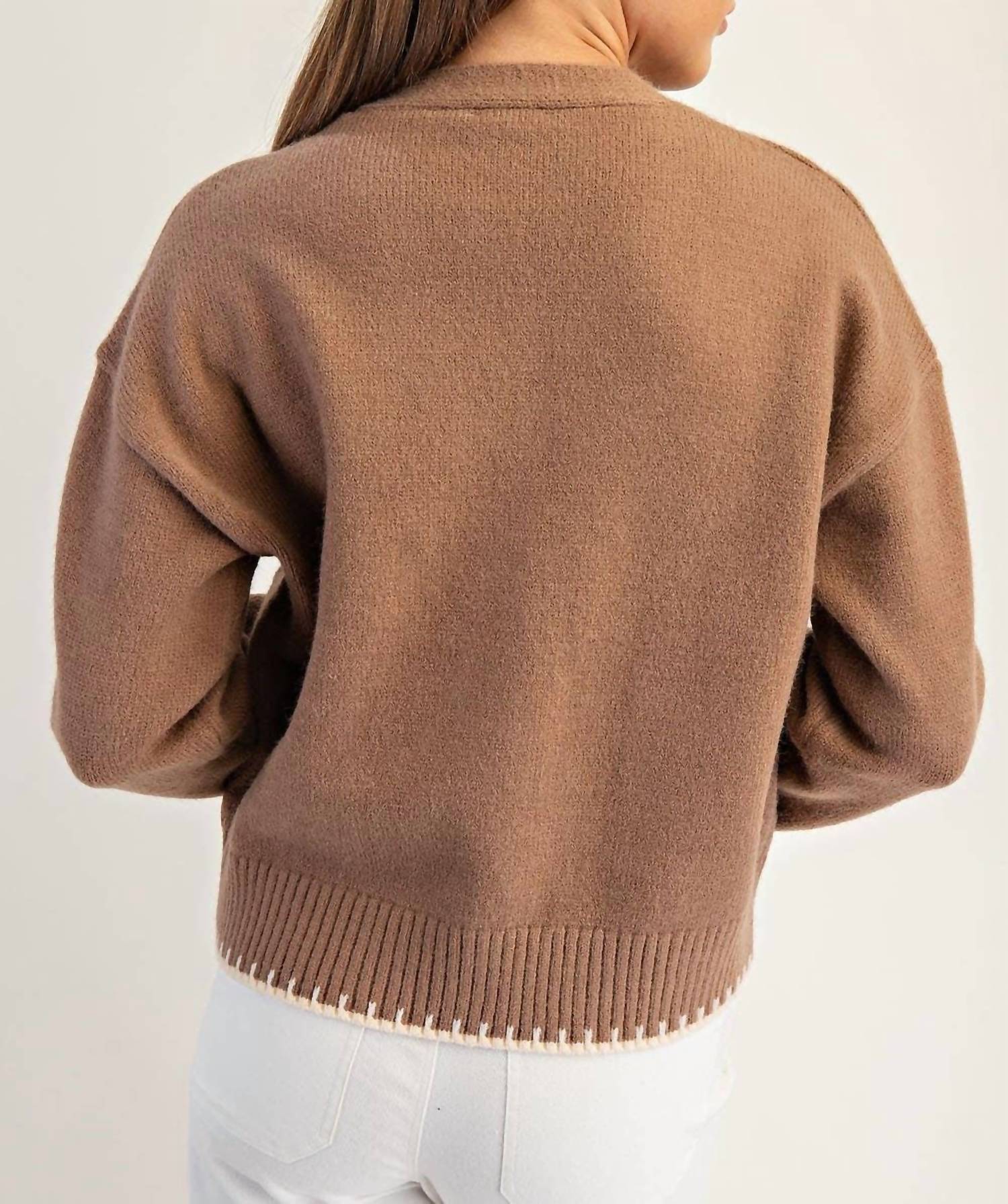 Peace Love Line - Button-Down Stitch Cardigan