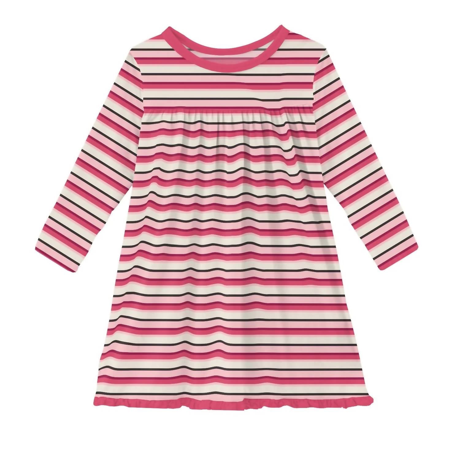 Kickee - Girls' Print Classic Long Sleeve Swing Dress