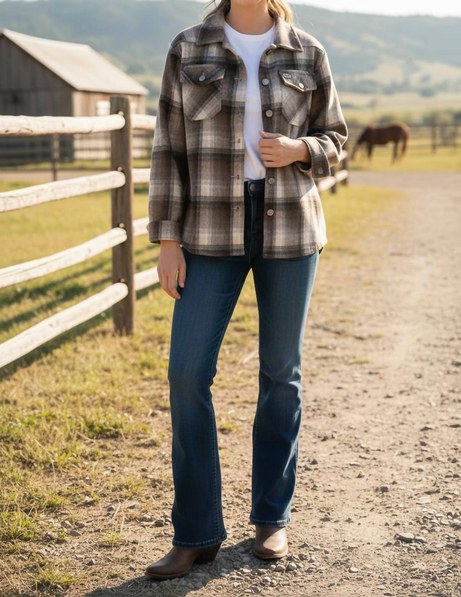 Lucky & Blessed - Plaid Bolero Length Jacket