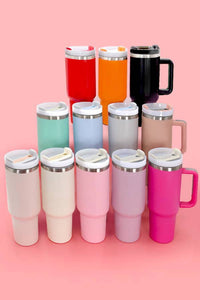 Wall To Wall - Tumbler Stainless Steel 40oz Solid Pink with Handle