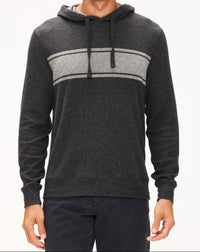 Faherty Legend Sweater Hoodie in charcoal heather surf stripe - men's shirt