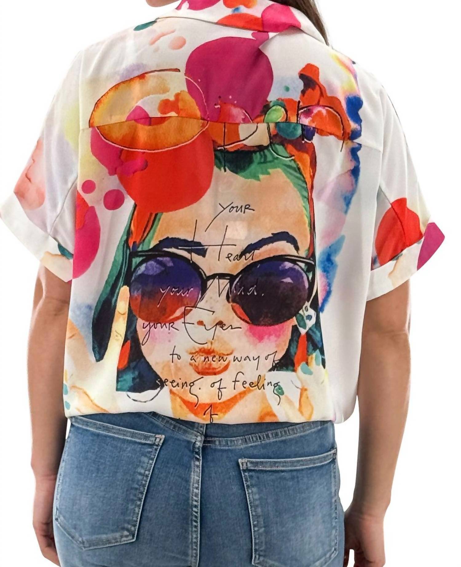 Orly - Brightly Colored Tie Up Blouse