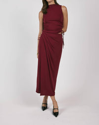 Sage The Label - Fiery Spirit Pleated Overlap Knit Midi Skirt