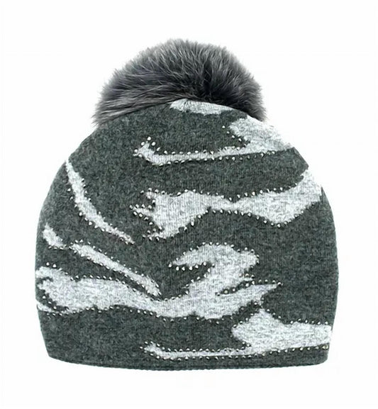 HTAN42 - Camo Hat w/ Fox Pom