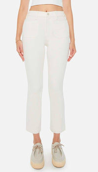 Mother The Hustler Patch Pocket Flood Pants in cream puffs - women's pants