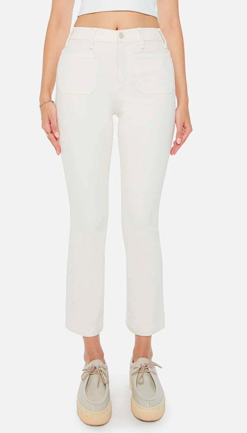 Mother The Hustler Patch Pocket Flood Pants in cream puffs - women's pants