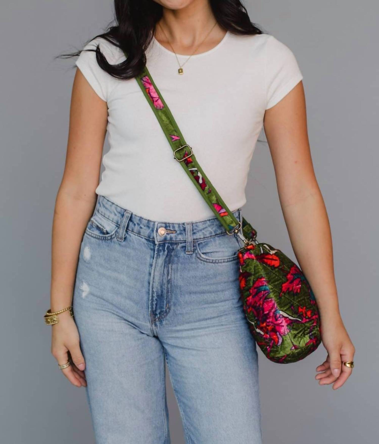 Panache Apparel - Women's Velvet Floral Crossbody Bag