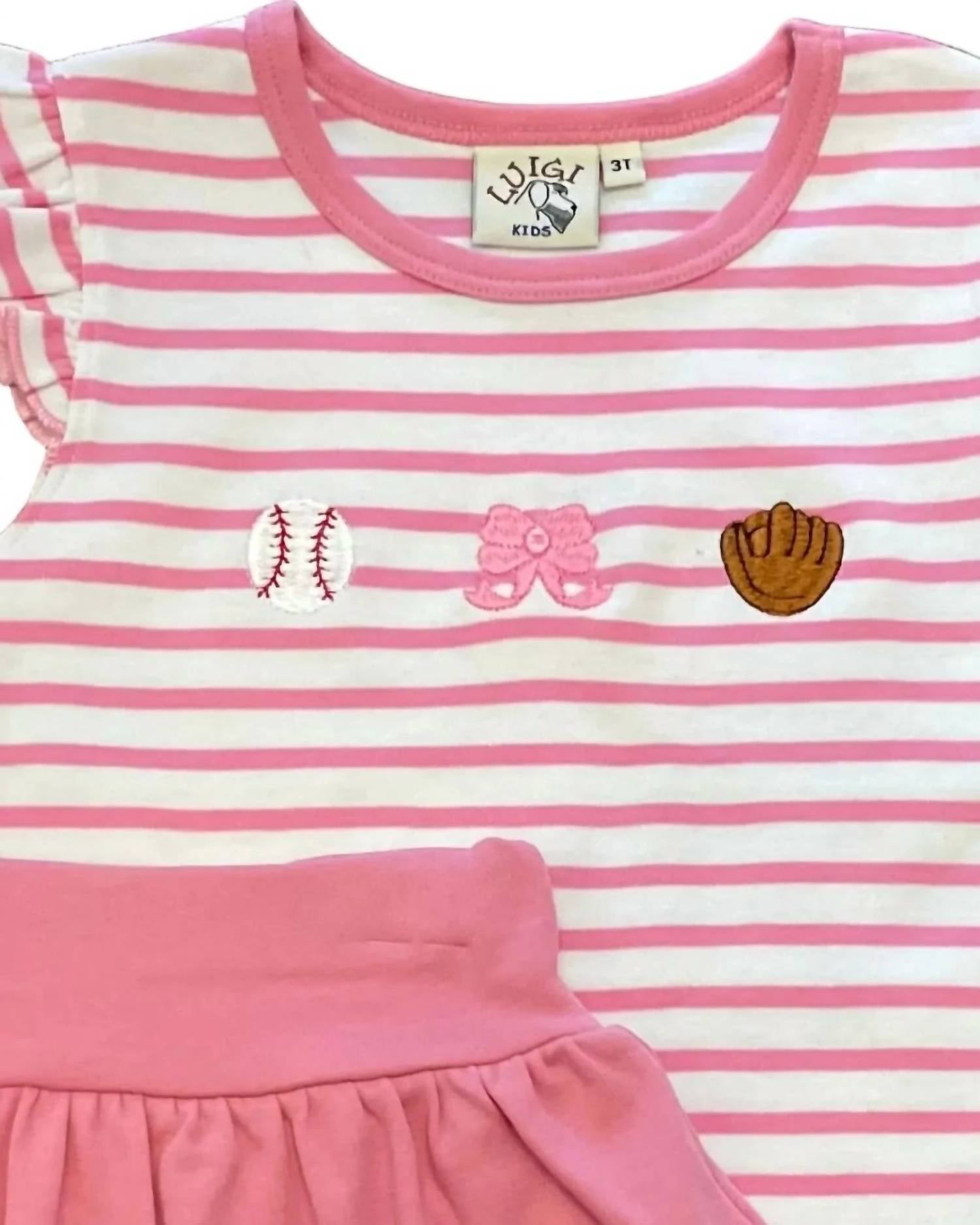 Luigi Kids - Girl's Baseball Embroidered Skort Set