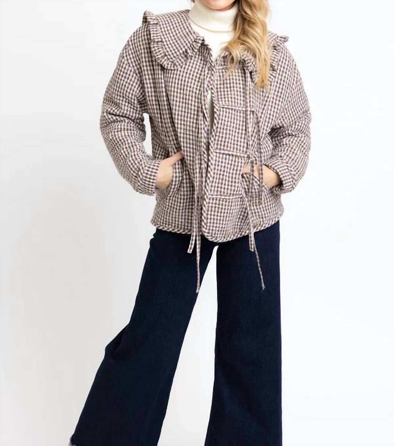 Karlie - Gingham Check Collar Novelty Jacket