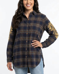 Layerz Clothing - Diane Plaid Embroidered Top