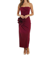 Chiara Boni - Deisette Strapless Ruched Tulip Drape With Flower Dress