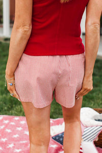 Charlotte Avery - Striped Coastal Drawstring Shorts