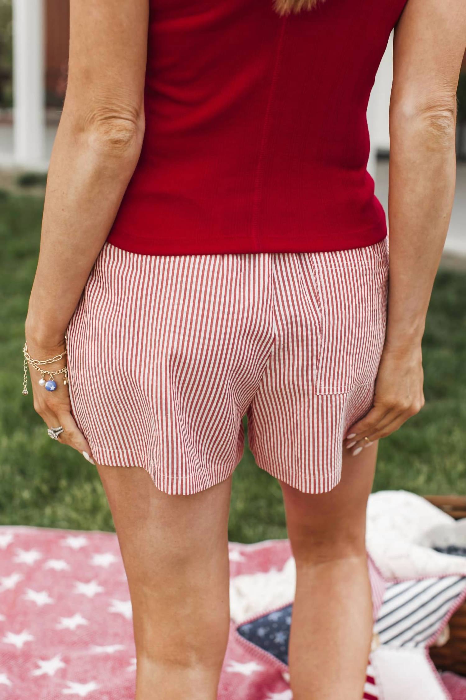 Charlotte Avery - Striped Coastal Drawstring Shorts