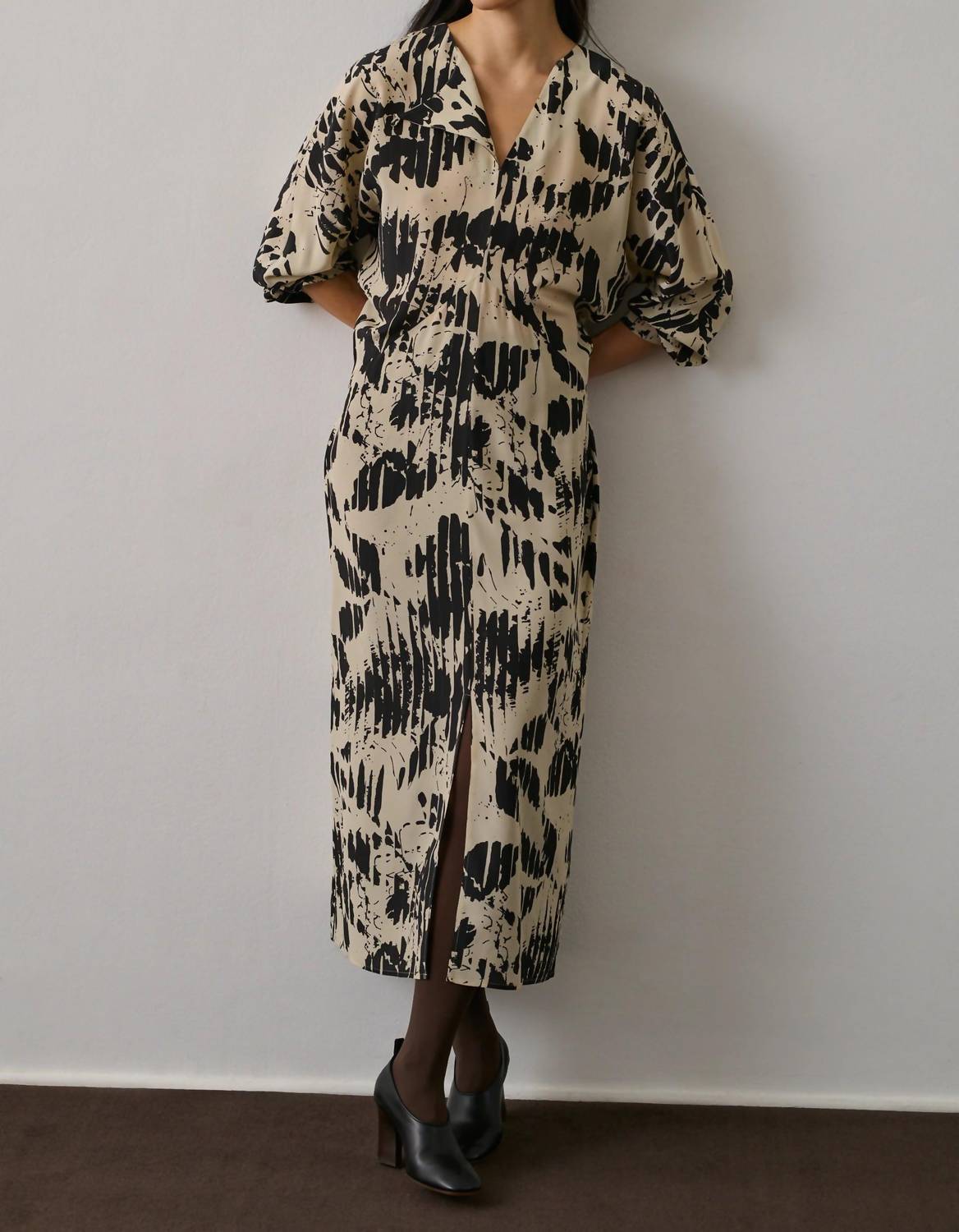 soeur Francine Midi Dress in pale yellow black - women's dress - view 4