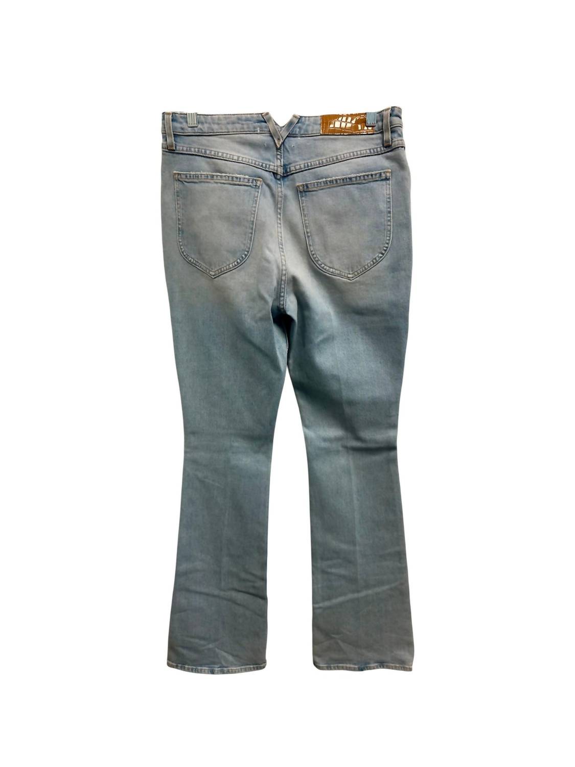 SPRWMN Pre-loved Women's Micro Flare Jeans in light blue - women's jeans - detail view