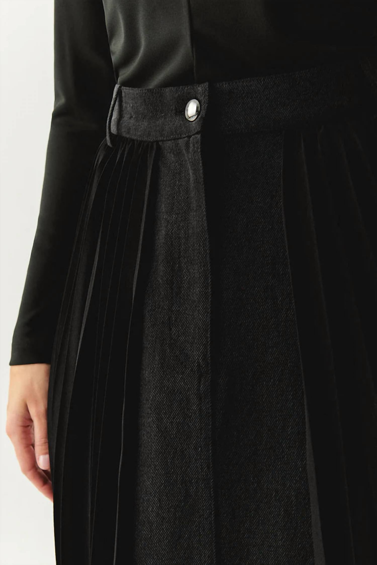 Exquise - Florence Mixed Material Denim Skirt