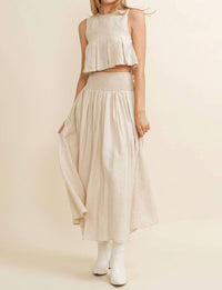 Cloud Ten Smocked Midi Skirt in cream - women's skirt - view 4