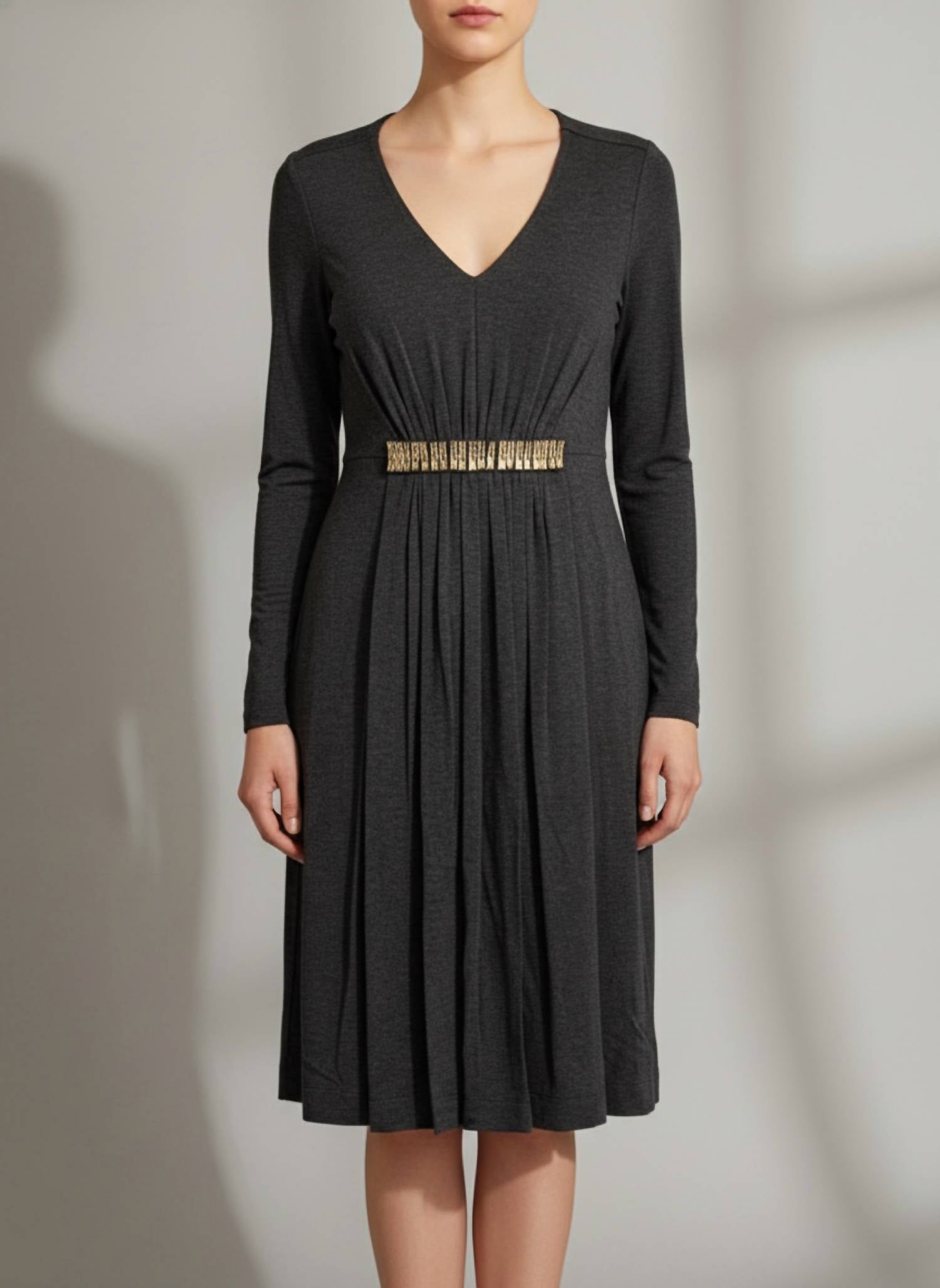 Nue By Shani - Built In Shapewear Stretch Belted Dress