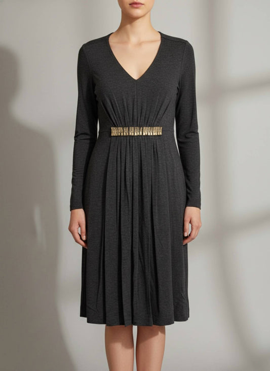 Nue By Shani - Built In Shapewear Stretch Belted Dress