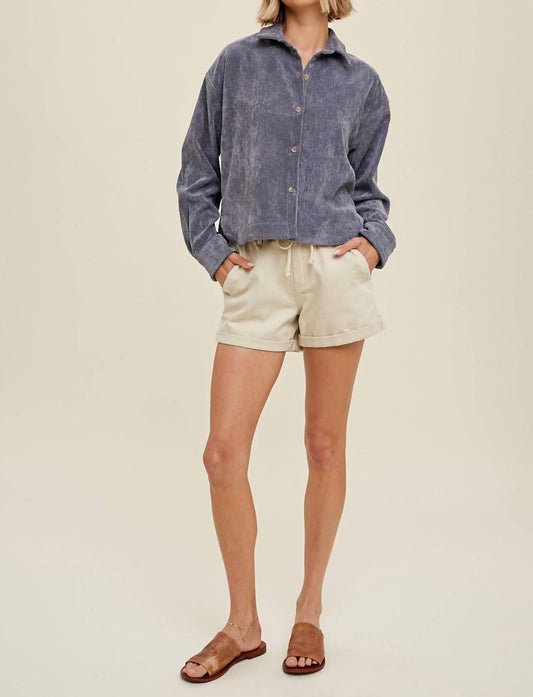 Wishlist - Chandler Crop Corduroy Button Down
