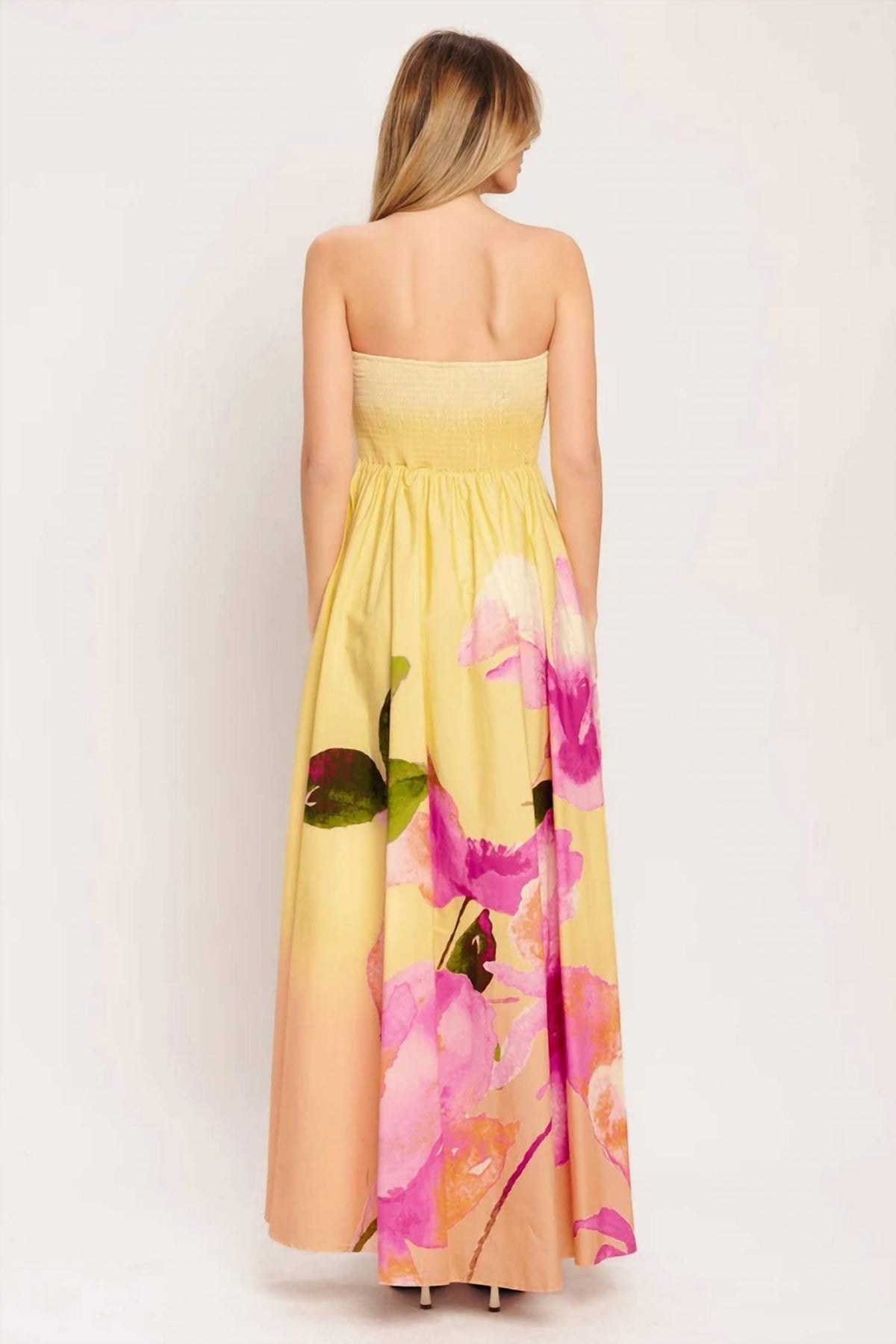 Flying Tomato - Strapless Floral Maxi Dress