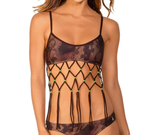 Eco Peace - Jungle Jam Beaded Fishnet Bralette Bikini Top