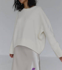 Rosa Clothing Soft Oversized Crew Neck Sweater in white - women's sweater