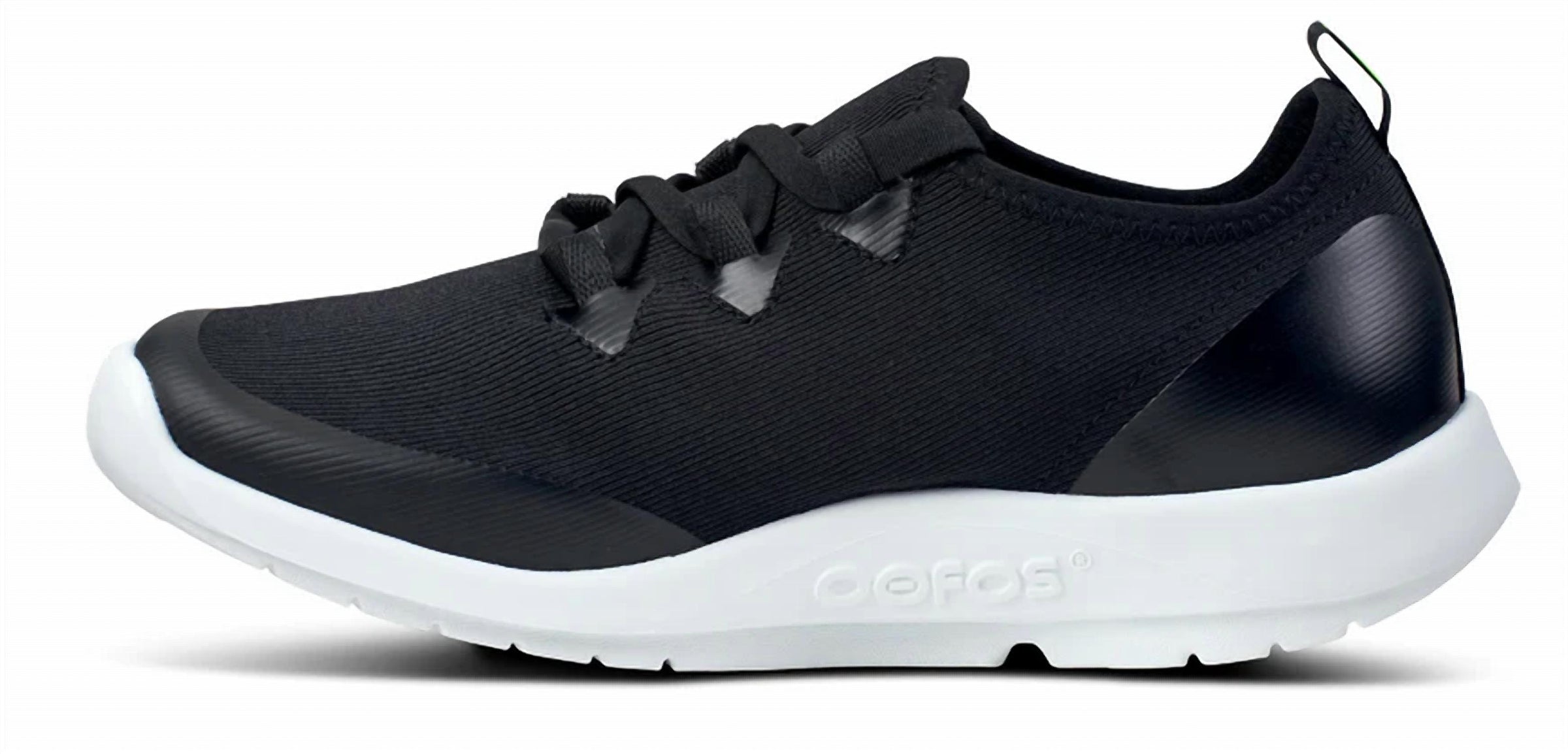 OOFOS Women's Oomg Sport Sneakers in white black - women's sneaker - detail view