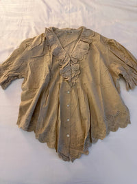 A Rare Bird - Women's Cotton Eyelet Ruffle Blouse