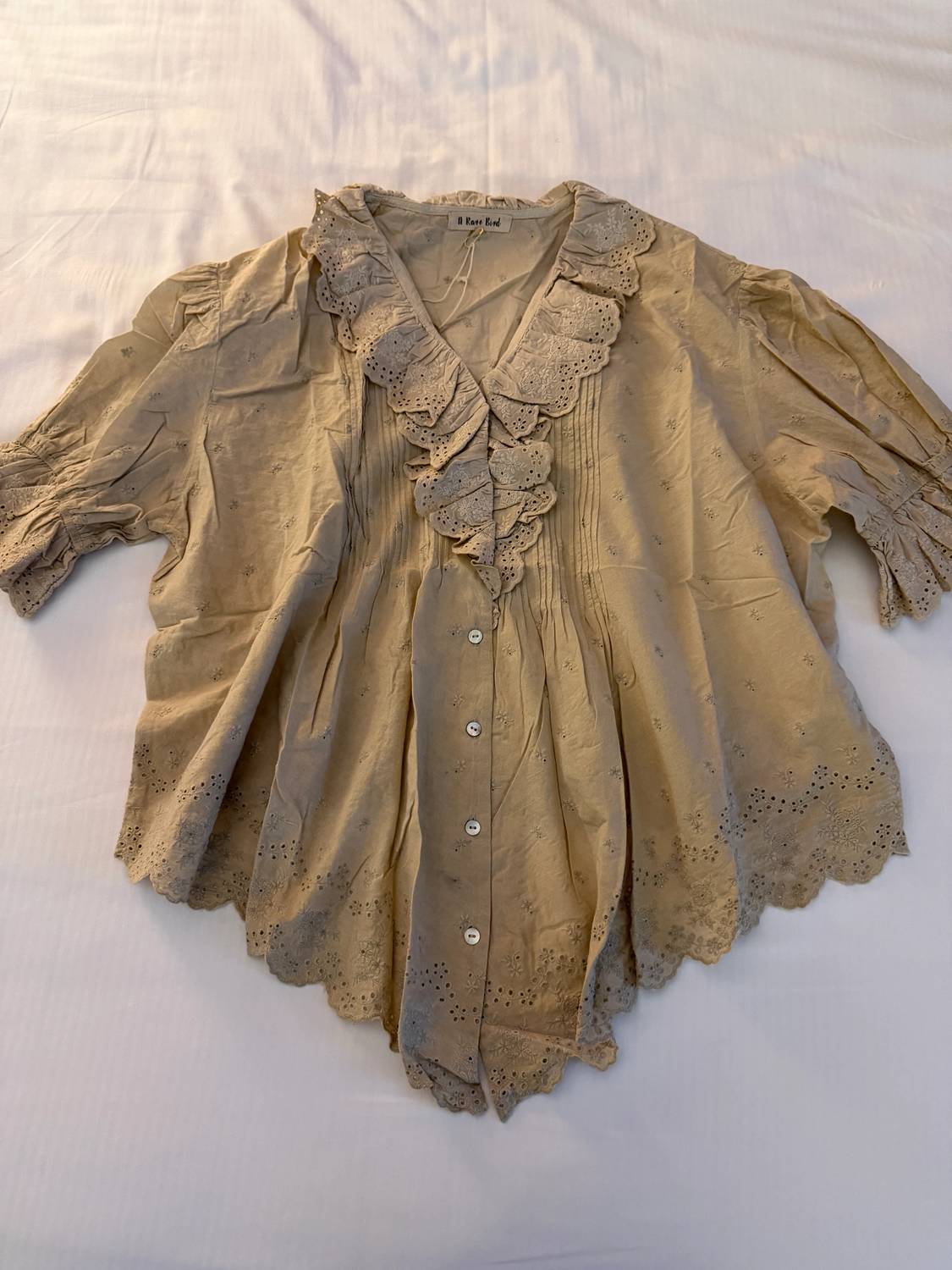 A Rare Bird - Women's Cotton Eyelet Ruffle Blouse