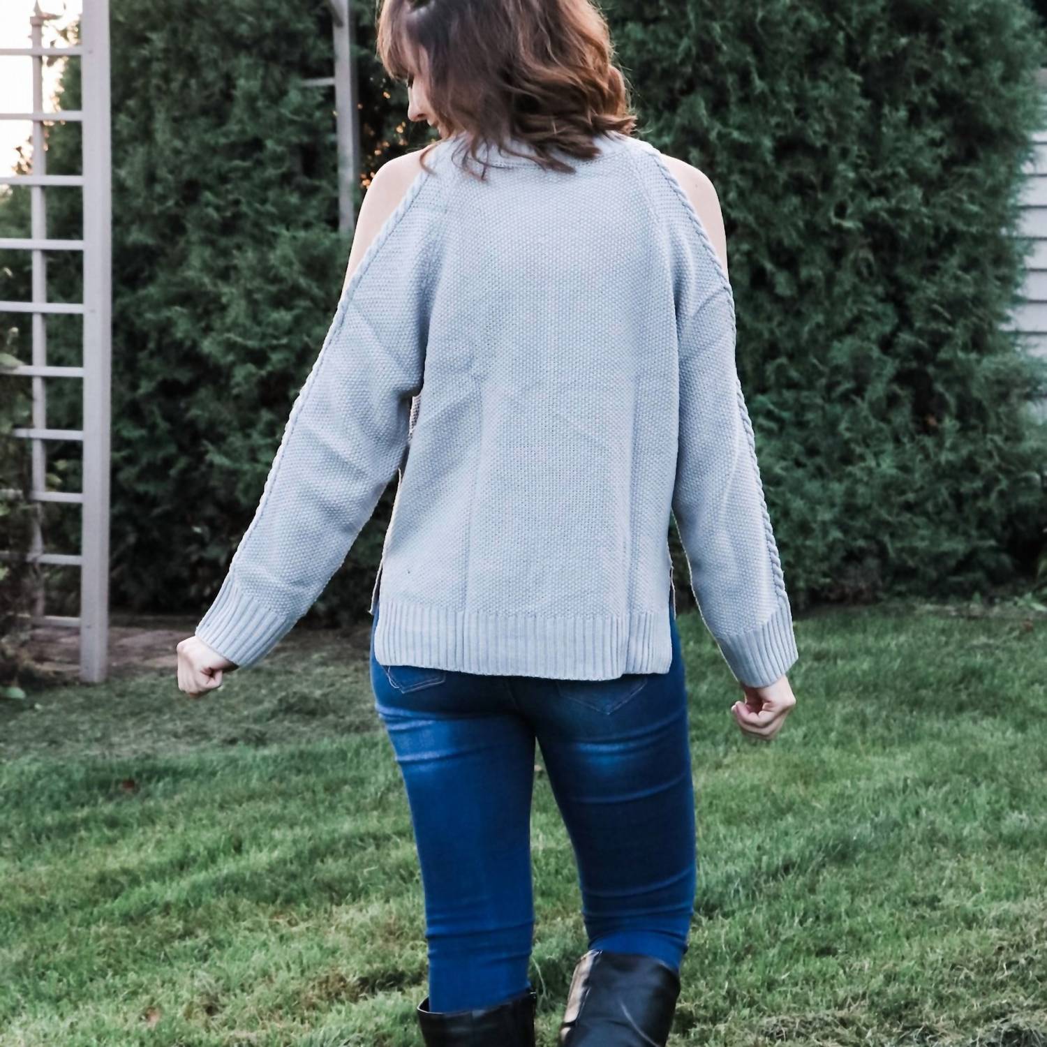 Mountain Valley - Cold Shoulder Knit Sweater