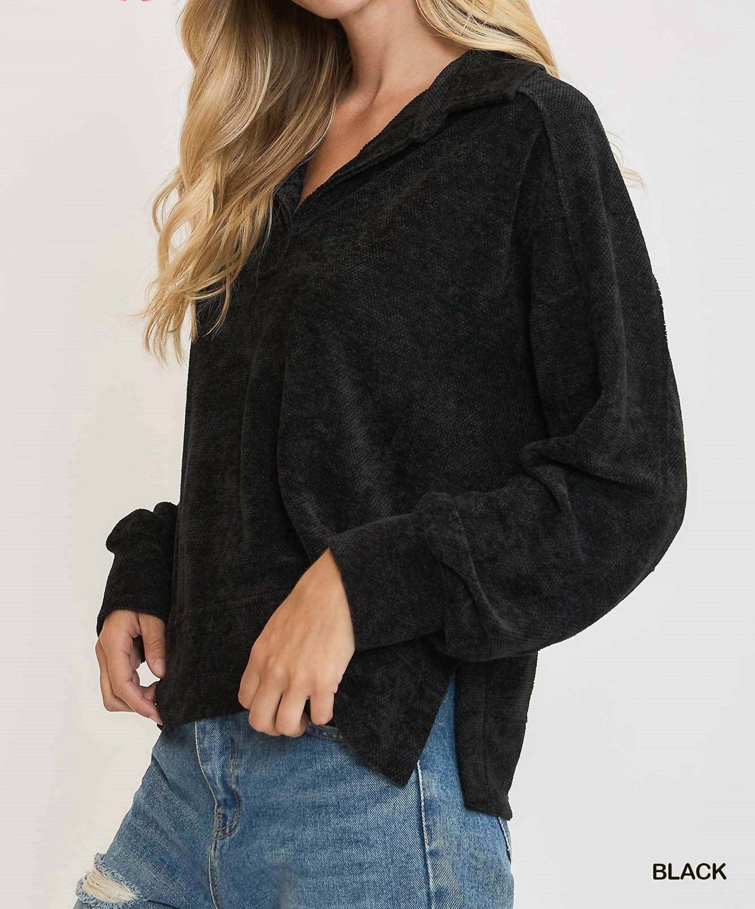 Umgee - Loose Fit Chenille Sweatshirt