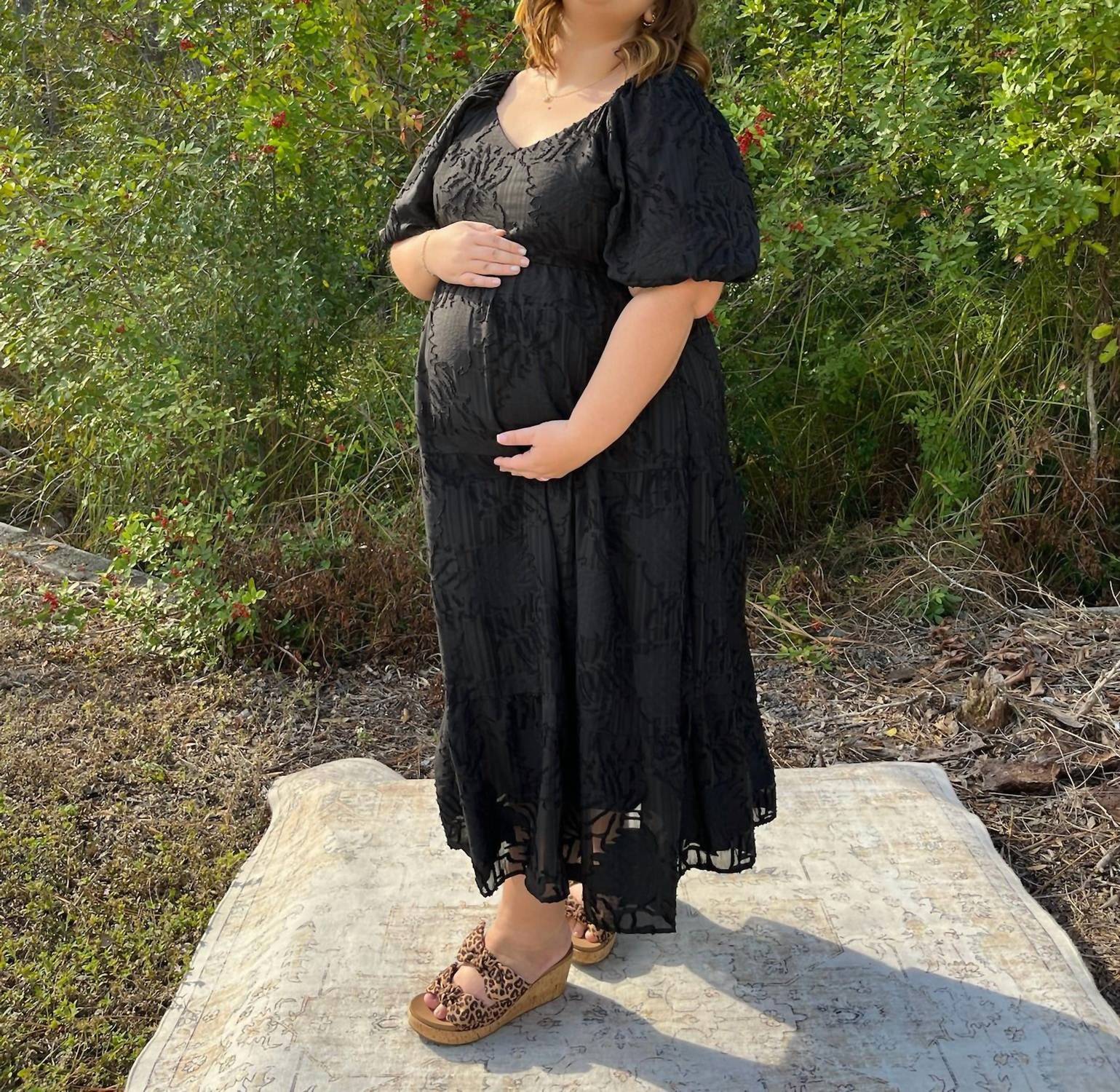 Polagram - Textured Tiered Puff Sleeve Midi Dress