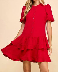 Tcec - Tiered Skirt Button Down Dress