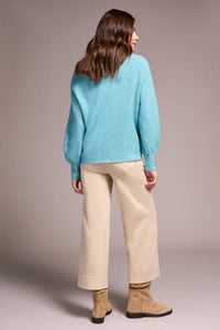 Tribal - Mandarin Collar Long Puff Sleeve Sweater