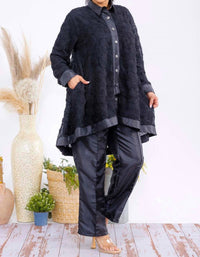 Karen T Design - Button Down Tunic And Straight Leg Pant Set