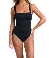 La Blanca Over The Shoulder One Piece Swimsuit in black - women's swimwear