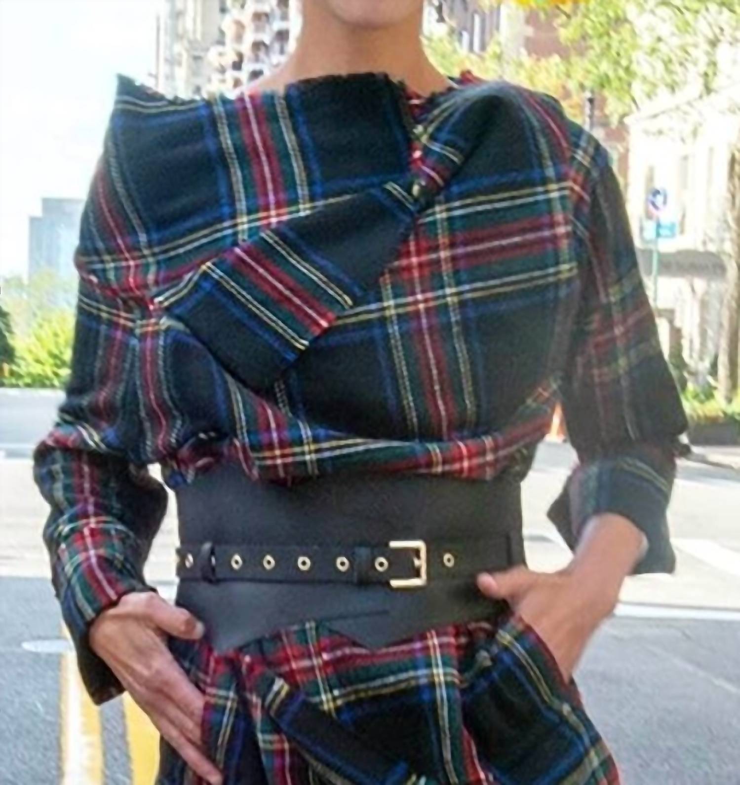 Gretchen Scott - Plaid Wrap Coat With Shawl Collar