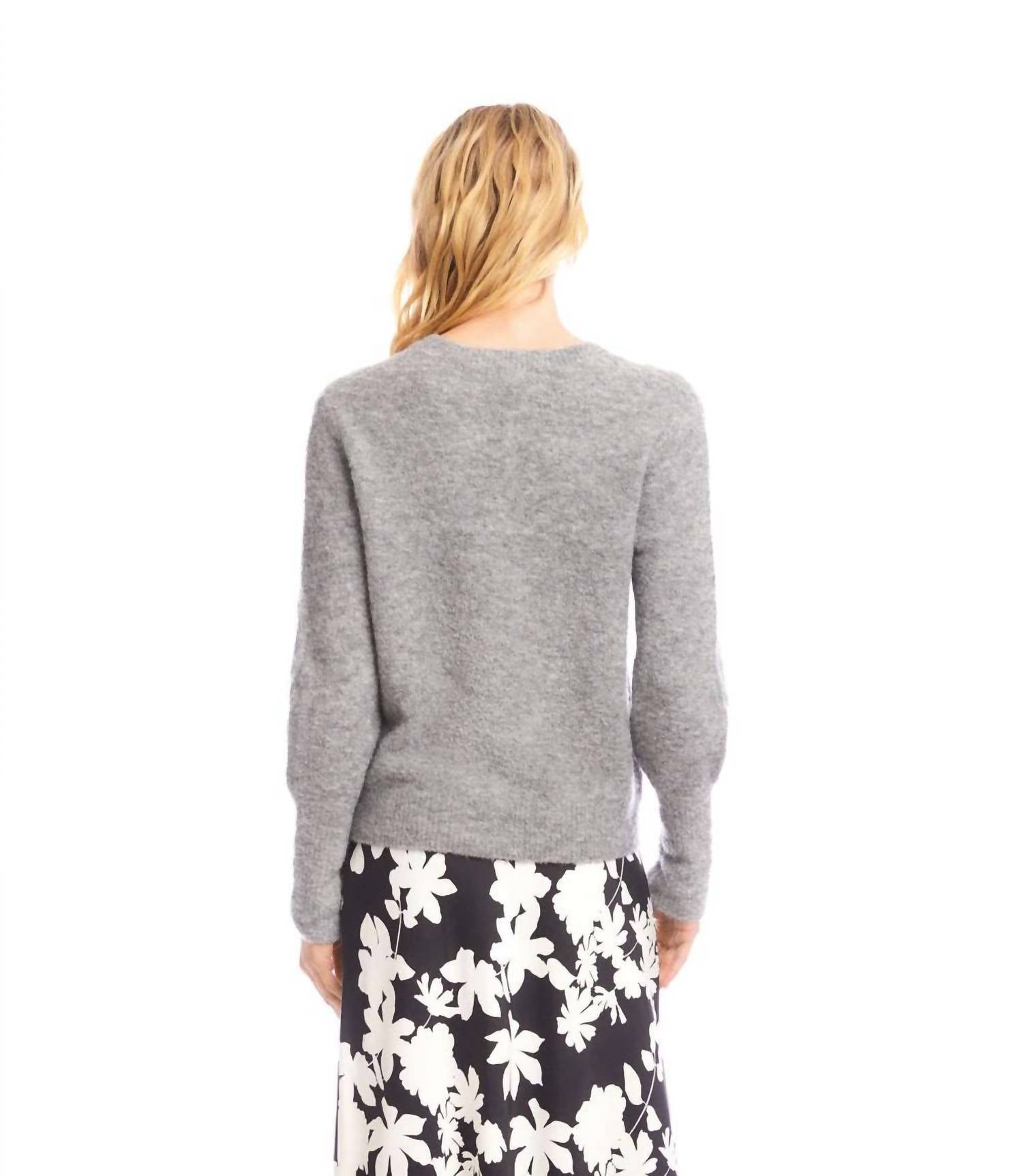 Karen Kane Boucle Sweater Top in gray - women's sweater - alternate view