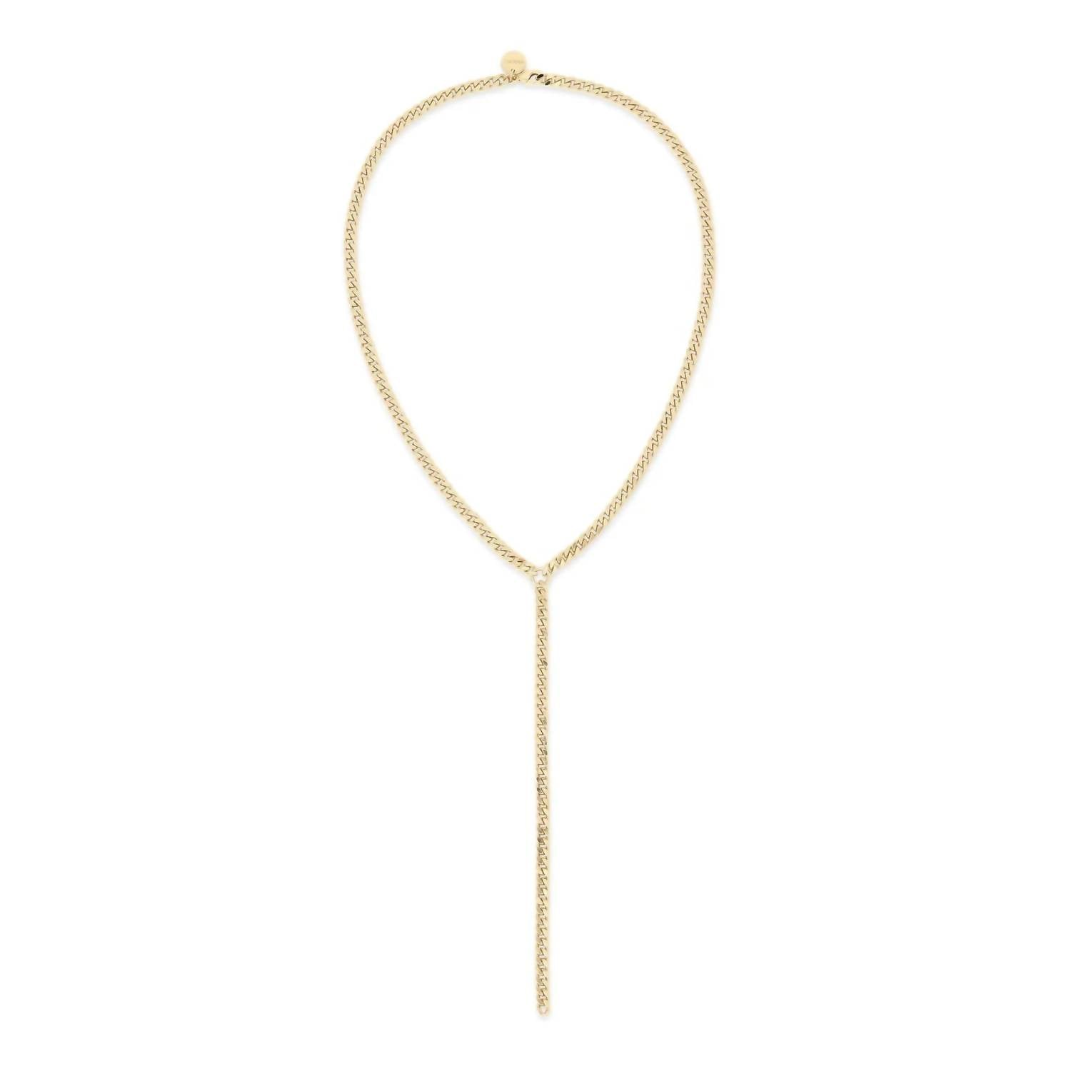 Eklexic - Women's Micro Link Curb Chain Lariat Necklace